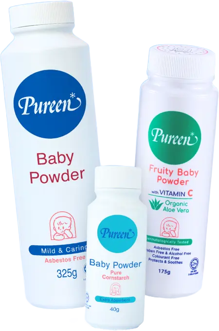 Pureen Baby Powder in classic, cornstarch and fruity